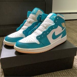 Nike Air Jordan 1 Mid White Aqua Sneakers Men’s 8